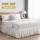 Azulhome White Bed Skirts Dust Ruffle For King california King Size Bed New
