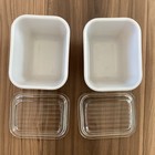 Pyrex Vintage 1-1 2 Cup Brown White 501 B Refrigerator Dish W  Lid Set Of 2