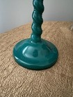 Vtg Antique Cambridge 8 5    Candlestick Holder  Teal  green