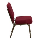 21   Wide Burgundy Fabric Stacking Church Chair With Gold Vein Frame