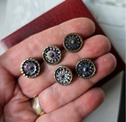 Lot Of 5 Antique Abalone Carved Metal Buttons 12 Mm D
