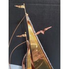 Signed Sailboat Sculpture Brass   Copper Sail Boat On Stone Base  Nautical Decor