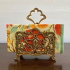 5  Antiqued Brass Napkin Or Letter Holder- Antique Vintage Style