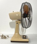 Vintage Galaxy Fan 12  3 Speed Oscillating Amber Brown Blades Desk Table Lasko