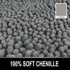  Round Bath Mat Non-slip Chenille 3 Feet Shaggy Bathroom Round 34 Inches Grey