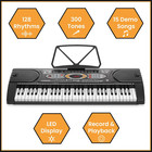 61-key Electronic Keyboard Portable Digital Music Piano With H-stand  Stool  Hea