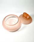 Pink Frosted Vintage Glass Powder Jar With Elephant Lid Vanity Collectible  Jar