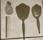 Vtg  Hollywood Regency matson  Gold Tone Ornate Repouss   Vanity 4 Pc   Atomizer