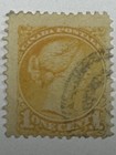 Canada Scott 35 1870 1c Yellow Queen Victoria Small Queen Used Oldest Issue