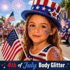 Patriotic 4th Of July Glitter Stick Sparkle Red White And Blue Face Hair Body