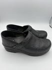 Dansko Professional Clogs Shoes Womens Size 6 5 Black Floral Embossed Leather