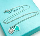 Tiffany   Co  Return To Tiffany Mini Blue Double Heart Pendant Necklace 16 