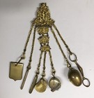 19th Century Baroque Style Gilt Brass Chatelaine With Sewing   Other Attachments