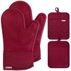 4pcs Oven Mitts   Pot Holders Set - High Heat Resistant 500  f  Non-slip Silicone