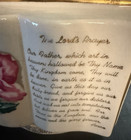 Vintage The Lord s Prayer With Rose Open Book Planter Ceramic Porcelain Vase 4 