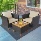 3-piece Patio Furniture Set  Patiojoy Outdoor Pe Wicker Bistro Set With Soft    