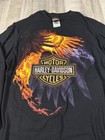 Vintage Harley Davidson Long Sleeve Hits Flames Eagle Biker Black Men   s Medium
