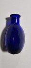 Vintage Blown Art Glass Bottle Vase Cobalt Blue Mcm Modernist 3 Sided Triangle