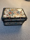 Vintage Daher Metal Hinged Decorative Tin Faux Needlepoint Floral Design England