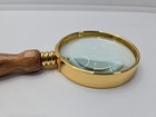 Antique Brass Wood Magnifying Glass Vintage Magnifier Collectible Gift Item