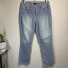 Nydj Not Your Daughters Jeans Women   s Petites 8p   Blue Stripe Denim Pants  read