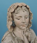 Victorian Hand Made Crochet Lace Baby Bonnet W Silk Ribbon