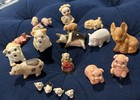 Lot Of 20 Miniature Pig Figurines   Bone China  Clay  Resin hagen Renaker  Japan