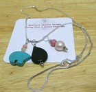 Sterling Silver Natural Gemstone Multi-pendant Necklace   handmade Usa