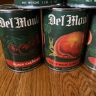 Vintage Del Monte 6 Metal Coin Bank Cans Paper Labels Grocery Advertising 80s