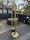 Fireplace Tools Set Brass Handle 5 Pieces Wrought Iron Indoor Fire Setand Stand