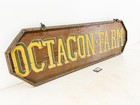 Vintage 1978 Hand Painted Wood Octagon Farm Sign Folk Art Signed Bwb 40in O-201