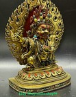 7 4 old Tibet Dynasty Bronze 24k Gold Mahakala Wrathful Deity Buddha Statue