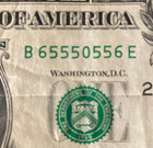 2017  1 One Dollar Note Trinary  Fancy Serial     5 5 s    65550556