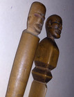 2 Vintage Hand Carved Wooden African Tribal Letter Openers