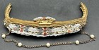 Antique Brass Beaded Enamel Purse Frame Edwardian Flip Lock Closure Hearts