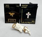 Set Of Vintage Christmas Pins Cherub Cross Sapphire Gem Gold Overlay Christian
