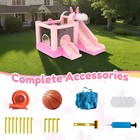 Inflatable Bounce House Bouncy Jumping Castle With Blower Slide For Kids pink