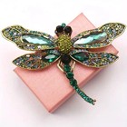 Vintage Green Rhinestone Dragonfly Brooch Pin Fashion Gift Men Women New