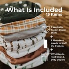 Cloth Diapers 7 Pack With 7 Inserts   1 Wet Bag - Waterproof Cover  Washable    