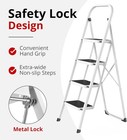 Folding 4-step Ladder     Anti-slip Sturdy Steel Step Stool 330 Lbs Capacity White