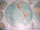 1901 Antique  Map Of The World Globes Hemispheres America Africa Asia Europe