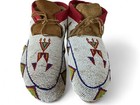 Vintage Native American Indian Cree Multicolor Beaded Hide Moccasins