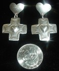 Gorgeous   Joan Slifka   Sterling Silver Mission Cross Earrings  Vintage 