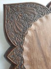 Antique Vintage Hand Carved Wooden Serving Tray Floral Design Square 13  Large