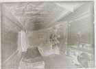 Antique Glass Plate Negative  Interior Of Riveted Metal Room W bed  Trunks  Desk