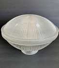 Vtg 10     Holophane Prismatic Industrial Pendant Ceiling Light Glass Shade 1940s