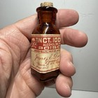 Rare Antique Small Amber Poison Bottle With Skull   Crossbones Label   Cork