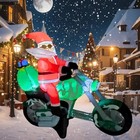 6ft Inflatable Motorcycle With Santa Outdoor Decoration  Christmas Blow Up 