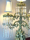 Antique Rare 5 Light 19thc Victorian Girandole  Brass  Marble  35 Crystal Prisms