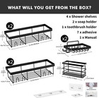 7 Pack Adhesive Shower Organizer Caddy Shelves Rack - Corner Bathroom Storage Or